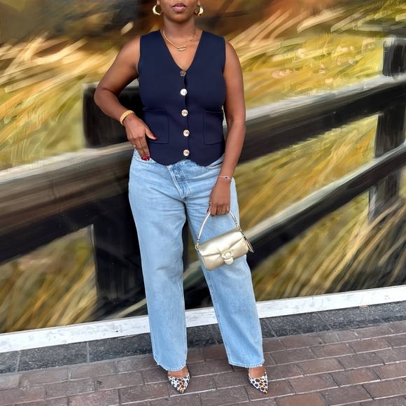 ZARA Gold Button Knitted Vest Top - Picture 7 of 7